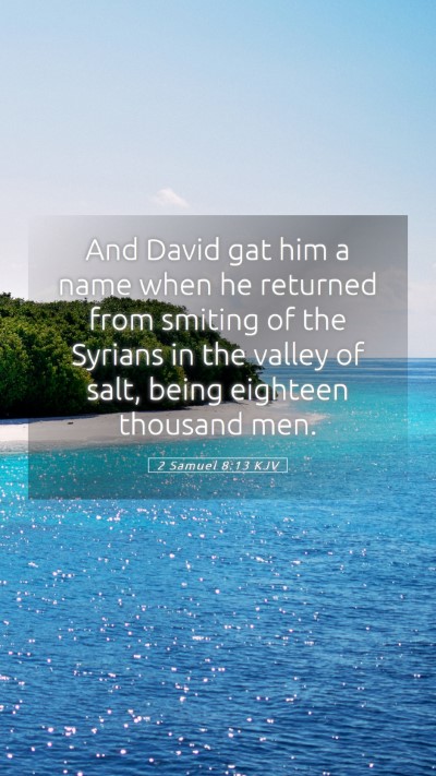 Picture 05 - 2 Samuel 8:13 KJV Mobile Phone Wallpaper - And David gat him a name when he returned from - Mobile Bible Verse Wallpaper