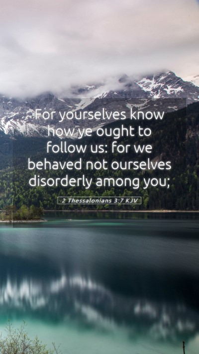 Picture 05 - 2 Thessalonians 3:7 KJV Mobile Phone Wallpaper - For yourselves know how ye ought to follow us: - Mobile Bible Verse Wallpaper