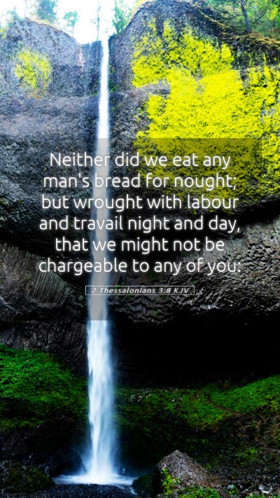 Picture 05 - 2 Thessalonians 3:8 KJV Mobile Phone Wallpaper - Neither did we eat any man's bread for nought; - Mobile Bible Verse Wallpaper