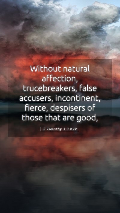 Picture 05 - 2 Timothy 3:3 KJV Mobile Phone Wallpaper - Without natural affection, trucebreakers, false - Mobile Bible Verse Wallpaper