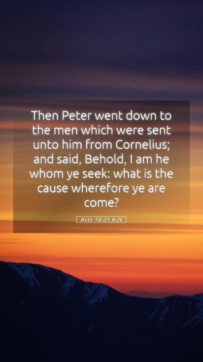 Picture 05 - Acts 10:21 KJV Mobile Phone Wallpaper - Then Peter went down to the men which were sent - Mobile Bible Verse Wallpaper
