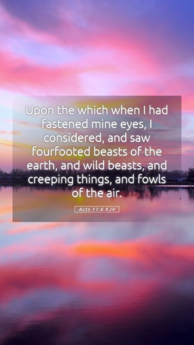 Picture 05 - Acts 11:6 KJV Mobile Phone Wallpaper - Upon the which when I had fastened mine eyes, I - Mobile Bible Verse Wallpaper