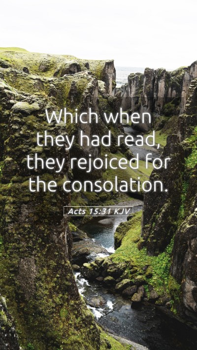 Picture 05 - Acts 15:31 KJV Mobile Phone Wallpaper - Which when they had read, they rejoiced for the - Mobile Bible Verse Wallpaper