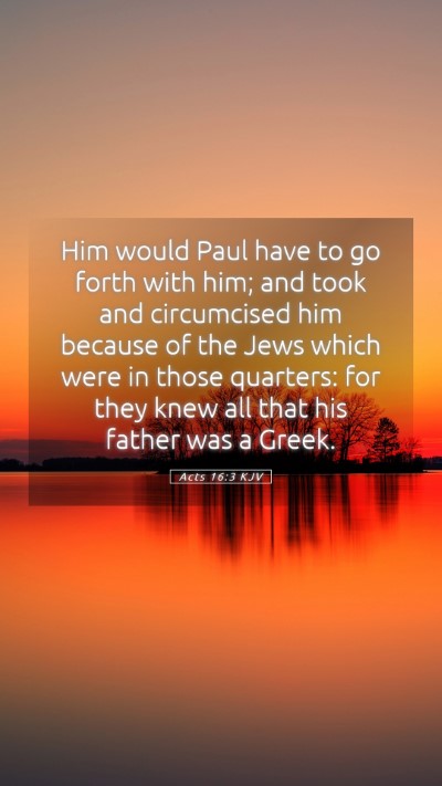 Picture 05 - Acts 16:3 KJV Mobile Phone Wallpaper - Him would Paul have to go forth with him; and - Mobile Bible Verse Wallpaper