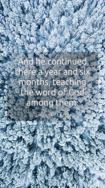 Picture 05 - Acts 18:11 KJV Mobile Phone Wallpaper - And he continued there a year and six months, - Mobile Bible Verse Wallpaper