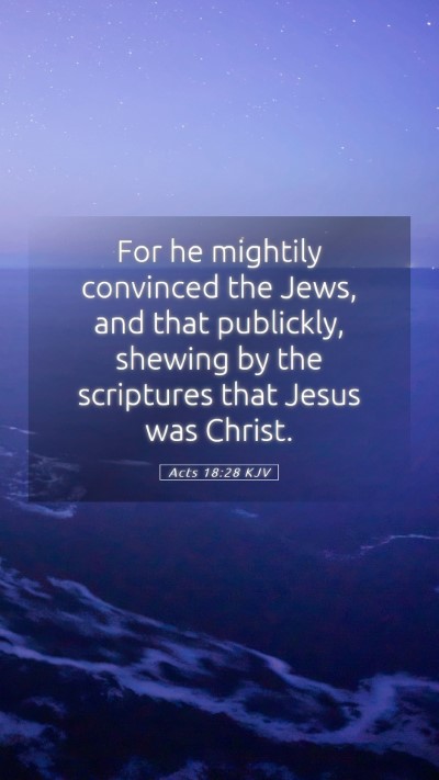 Picture 05 - Acts 18:28 KJV Mobile Phone Wallpaper - For he mightily convinced the Jews, and that - Mobile Bible Verse Wallpaper
