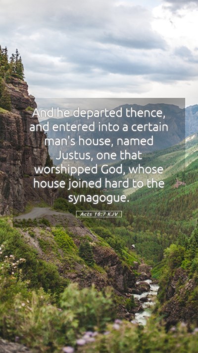 Picture 05 - Acts 18:7 KJV Mobile Phone Wallpaper - And he departed thence, and entered into a - Mobile Bible Verse Wallpaper