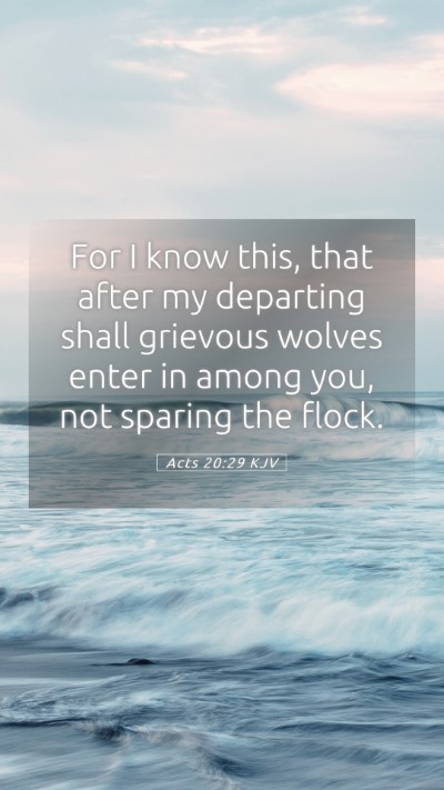 Picture 05 - Acts 20:29 KJV Mobile Phone Wallpaper - For I know this, that after my departing shall - Mobile Bible Verse Wallpaper