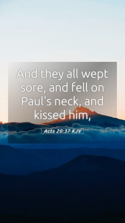 Picture 05 - Acts 20:37 KJV Mobile Phone Wallpaper - And they all wept sore, and fell on Paul's neck, - Mobile Bible Verse Wallpaper