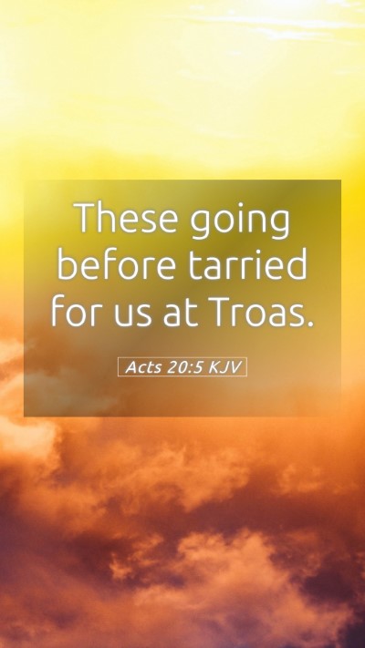 Picture 05 - Acts 20:5 KJV Mobile Phone Wallpaper - These going before tarried for us at - Mobile Bible Verse Wallpaper