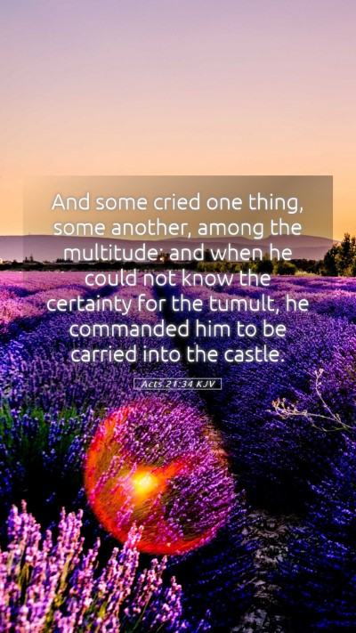 Picture 05 - Acts 21:34 KJV Mobile Phone Wallpaper - And some cried one thing, some another, among the - Mobile Bible Verse Wallpaper
