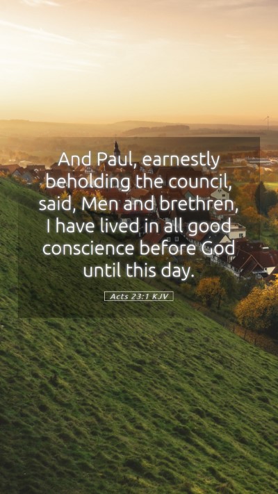 Picture 05 - Acts 23:1 KJV Mobile Phone Wallpaper - And Paul, earnestly beholding the council, said, - Mobile Bible Verse Wallpaper