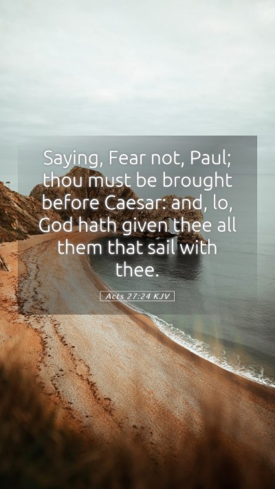 Picture 05 - Acts 27:24 KJV Mobile Phone Wallpaper - Saying, Fear not, Paul; thou must be brought - Mobile Bible Verse Wallpaper