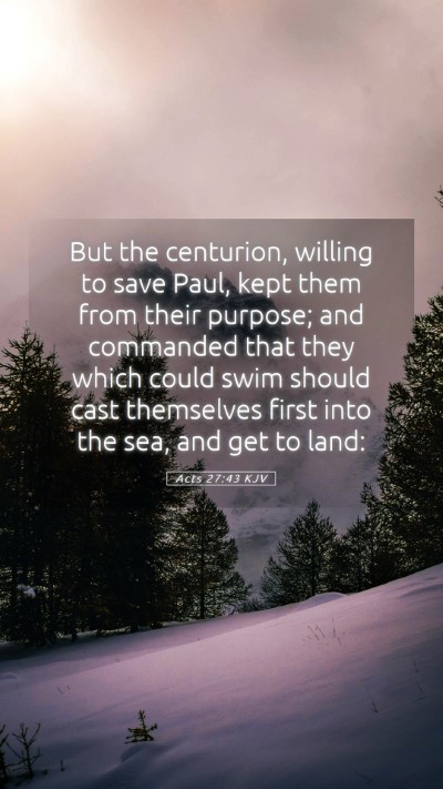 Picture 05 - Acts 27:43 KJV Mobile Phone Wallpaper - But the centurion, willing to save Paul, kept - Mobile Bible Verse Wallpaper