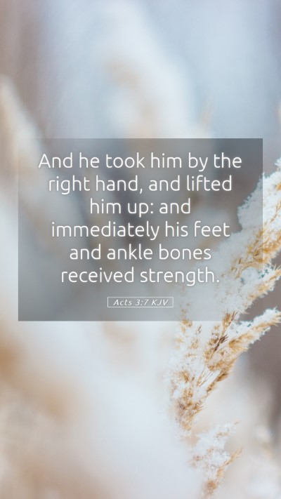 Picture 05 - Acts 3:7 KJV Mobile Phone Wallpaper - And he took him by the right hand, and lifted him - Mobile Bible Verse Wallpaper
