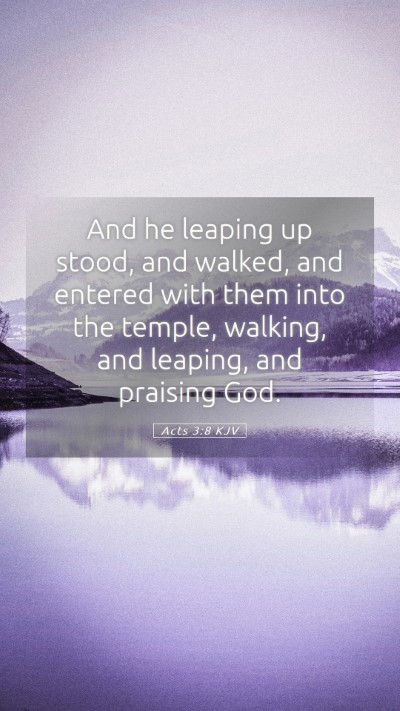 Picture 05 - Acts 3:8 KJV Mobile Phone Wallpaper - And he leaping up stood, and walked, and entered - Mobile Bible Verse Wallpaper