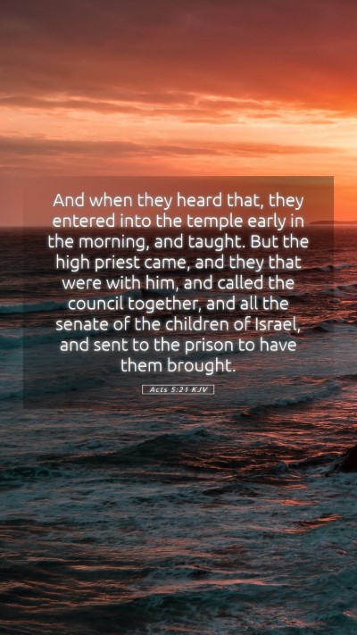 Picture 05 - Acts 5:21 KJV Mobile Phone Wallpaper - And when they heard that, they entered into the - Mobile Bible Verse Wallpaper