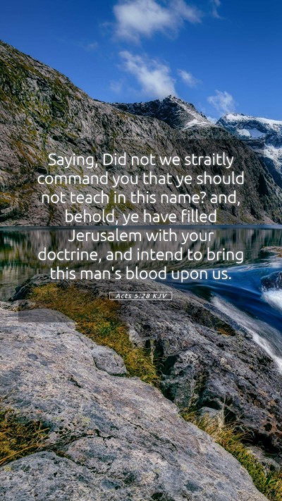 Picture 05 - Acts 5:28 KJV Mobile Phone Wallpaper - Saying, Did not we straitly command you that ye - Mobile Bible Verse Wallpaper