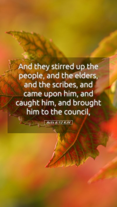 Picture 05 - Acts 6:12 KJV Mobile Phone Wallpaper - And they stirred up the people, and the elders, - Mobile Bible Verse Wallpaper