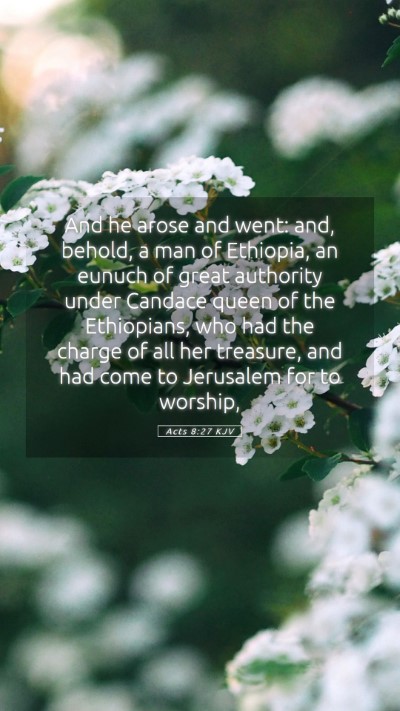 Picture 05 - Acts 8:27 KJV Mobile Phone Wallpaper - And he arose and went: and, behold, a man of - Mobile Bible Verse Wallpaper