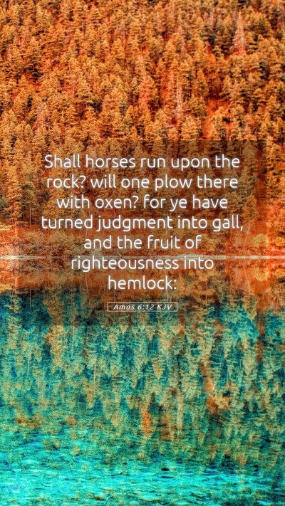 Picture 05 - Amos 6:12 KJV Mobile Phone Wallpaper - Shall horses run upon the rock? will one plow - Mobile Bible Verse Wallpaper