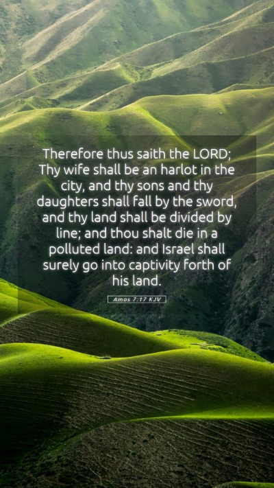 Picture 05 - Amos 7:17 KJV Mobile Phone Wallpaper - Therefore thus saith the LORD; Thy wife shall be - Mobile Bible Verse Wallpaper
