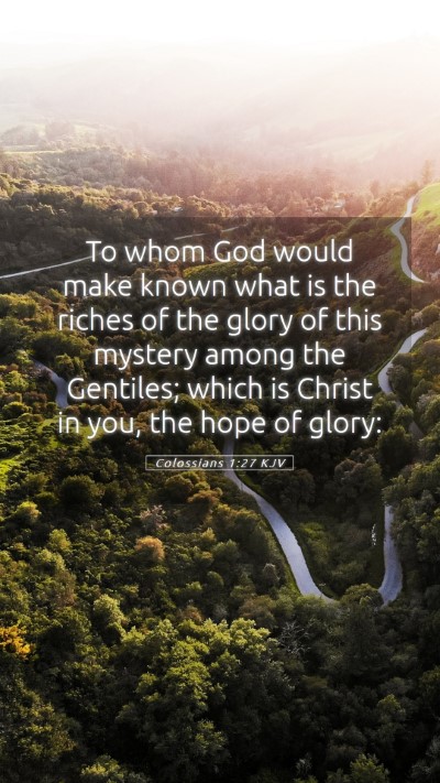 Picture 05 - Colossians 1:27 KJV Mobile Phone Wallpaper - To whom God would make known what is the riches - Mobile Bible Verse Wallpaper