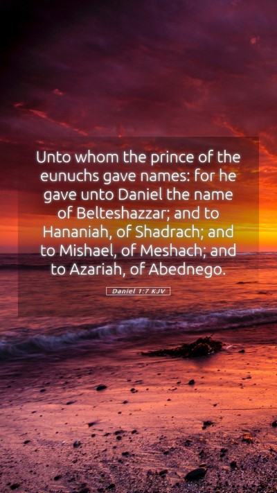 Picture 05 - Daniel 1:7 KJV Mobile Phone Wallpaper - Unto whom the prince of the eunuchs gave names: - Mobile Bible Verse Wallpaper