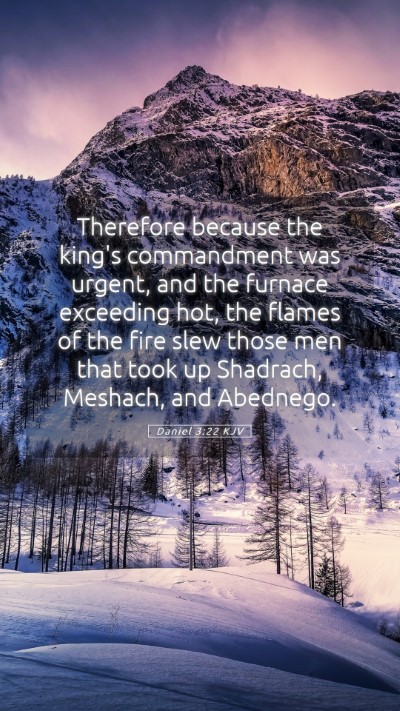 Picture 05 - Daniel 3:22 KJV Mobile Phone Wallpaper - Therefore because the king's commandment was - Mobile Bible Verse Wallpaper