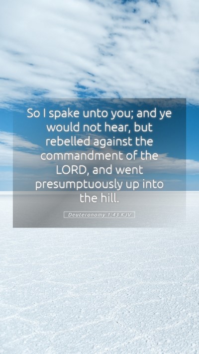 Picture 05 - Deuteronomy 1:43 KJV Mobile Phone Wallpaper - So I spake unto you; and ye would not hear, but - Mobile Bible Verse Wallpaper
