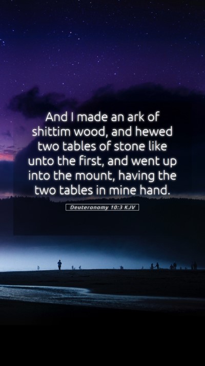 Picture 05 - Deuteronomy 10:3 KJV Mobile Phone Wallpaper - And I made an ark of shittim wood, and hewed two - Mobile Bible Verse Wallpaper
