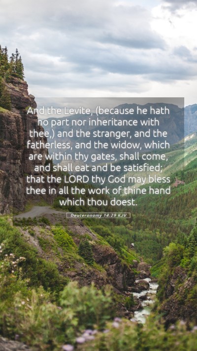 Picture 05 - Deuteronomy 14:29 KJV Mobile Phone Wallpaper - And the Levite, (because he hath no part nor - Mobile Bible Verse Wallpaper