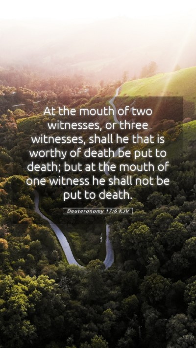 Picture 05 - Deuteronomy 17:6 KJV Mobile Phone Wallpaper - At the mouth of two witnesses, or three - Mobile Bible Verse Wallpaper