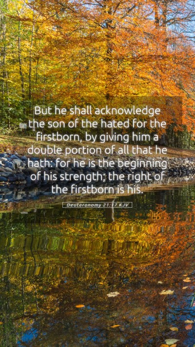Picture 05 - Deuteronomy 21:17 KJV Mobile Phone Wallpaper - But he shall acknowledge the son of the hated for - Mobile Bible Verse Wallpaper