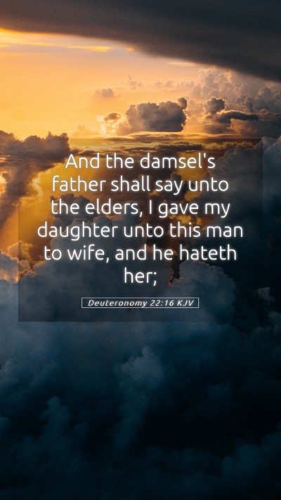 Picture 05 - Deuteronomy 22:16 KJV Mobile Phone Wallpaper - And the damsel's father shall say unto the - Mobile Bible Verse Wallpaper