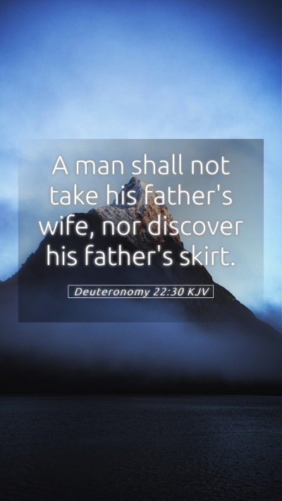 Picture 05 - Deuteronomy 22:30 KJV Mobile Phone Wallpaper - A man shall not take his father's wife, nor - Mobile Bible Verse Wallpaper