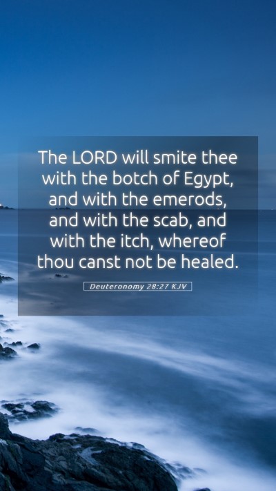 Picture 05 - Deuteronomy 28:27 KJV Mobile Phone Wallpaper - The LORD will smite thee with the botch of Egypt, - Mobile Bible Verse Wallpaper
