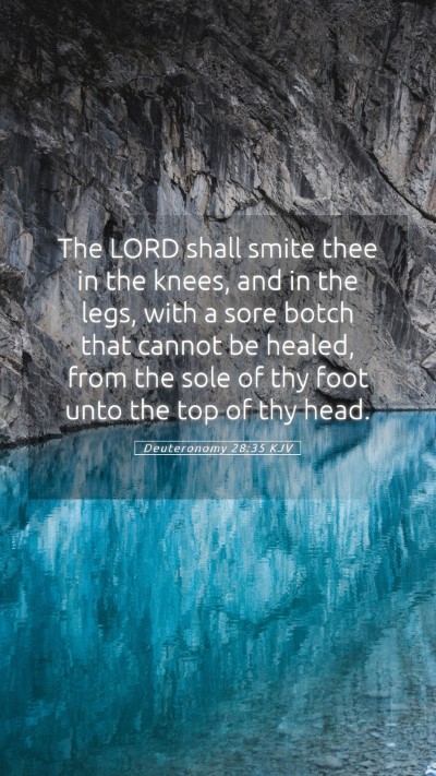 Picture 05 - Deuteronomy 28:35 KJV Mobile Phone Wallpaper - The LORD shall smite thee in the knees, and in - Mobile Bible Verse Wallpaper