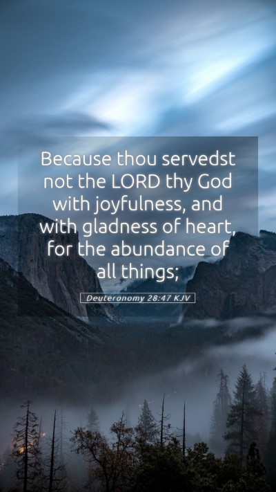 Picture 05 - Deuteronomy 28:47 KJV Mobile Phone Wallpaper - Because thou servedst not the LORD thy God with - Mobile Bible Verse Wallpaper