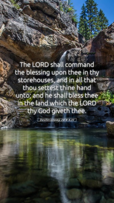Picture 05 - Deuteronomy 28:8 KJV Mobile Phone Wallpaper - The LORD shall command the blessing upon thee in - Mobile Bible Verse Wallpaper