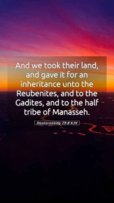 Picture 05 - Deuteronomy 29:8 KJV Mobile Phone Wallpaper - And we took their land, and gave it for an - Mobile Bible Verse Wallpaper
