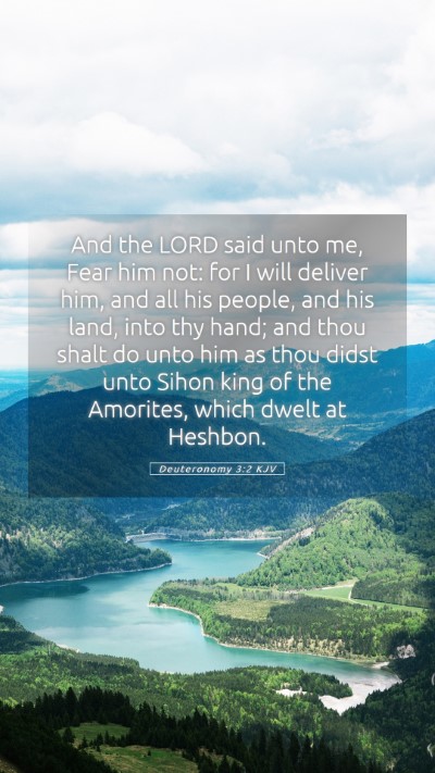 Picture 05 - Deuteronomy 3:2 KJV Mobile Phone Wallpaper - And the LORD said unto me, Fear him not: for I - Mobile Bible Verse Wallpaper