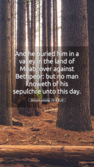 Picture 05 - Deuteronomy 34:6 KJV Mobile Phone Wallpaper - And he buried him in a valley in the land of - Mobile Bible Verse Wallpaper