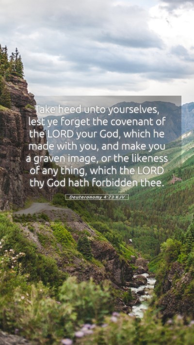 Picture 05 - Deuteronomy 4:23 KJV Mobile Phone Wallpaper - Take heed unto yourselves, lest ye forget the - Mobile Bible Verse Wallpaper