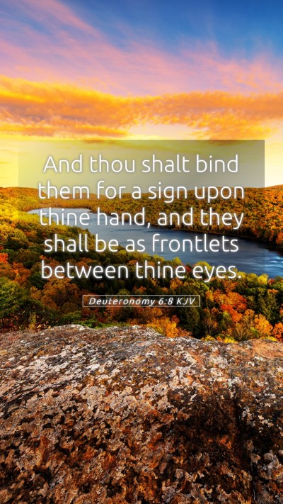Picture 05 - Deuteronomy 6:8 KJV Mobile Phone Wallpaper - And thou shalt bind them for a sign upon thine - Mobile Bible Verse Wallpaper