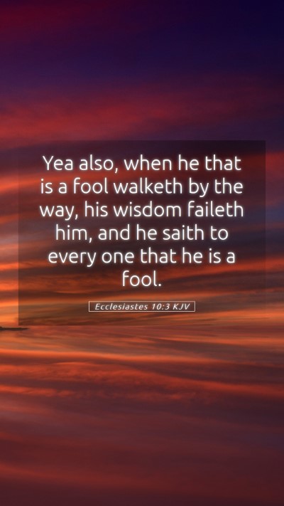 Picture 05 - Ecclesiastes 10:3 KJV Mobile Phone Wallpaper - Yea also, when he that is a fool walketh by the - Mobile Bible Verse Wallpaper