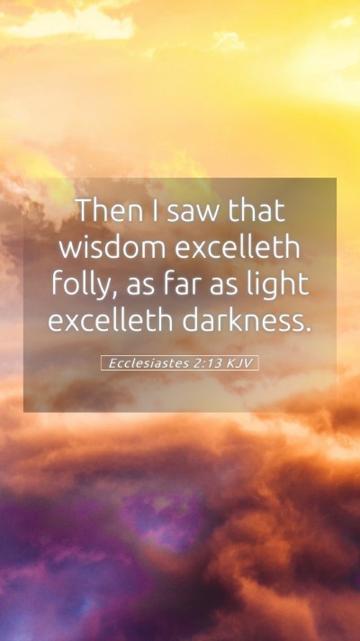 Picture 05 - Ecclesiastes 2:13 KJV Mobile Phone Wallpaper - Then I saw that wisdom excelleth folly, as far as - Mobile Bible Verse Wallpaper