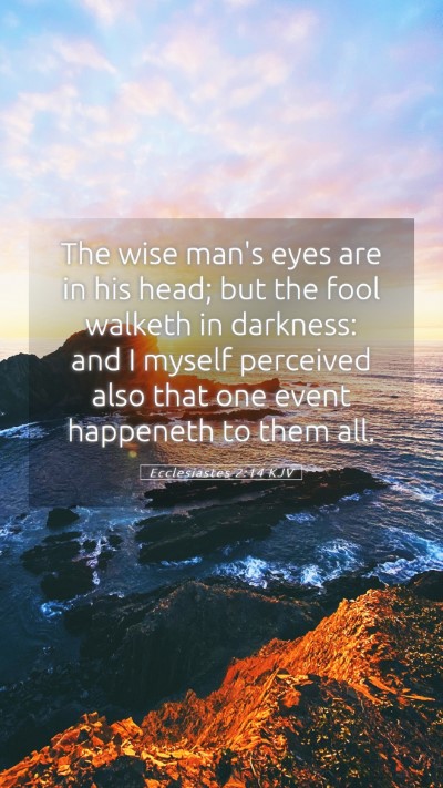 Picture 05 - Ecclesiastes 2:14 KJV Mobile Phone Wallpaper - The wise man's eyes are in his head; but the fool - Mobile Bible Verse Wallpaper