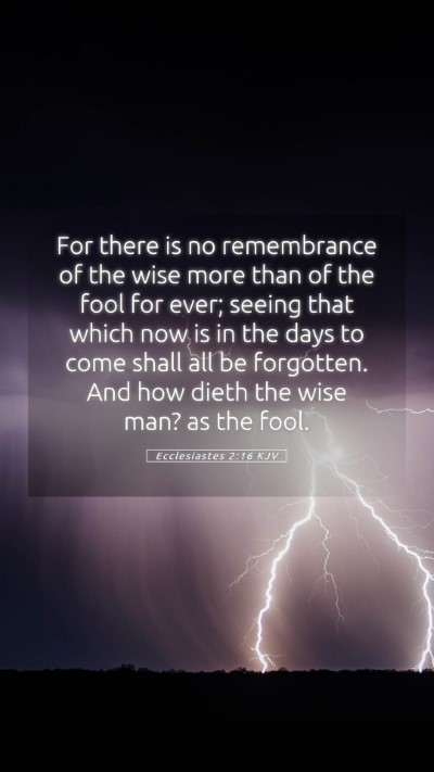 Picture 05 - Ecclesiastes 2:16 KJV Mobile Phone Wallpaper - For there is no remembrance of the wise more than - Mobile Bible Verse Wallpaper