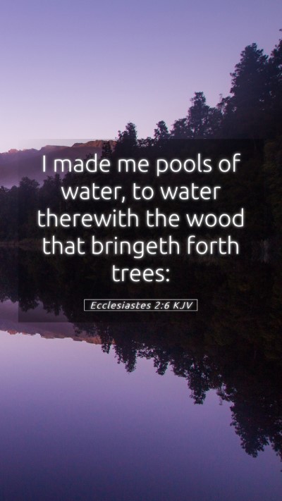 Picture 05 - Ecclesiastes 2:6 KJV Mobile Phone Wallpaper - I made me pools of water, to water therewith the - Mobile Bible Verse Wallpaper